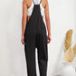 Black Pocketed Adjustable Spaghetti Strap Straight Leg Jumpsuit