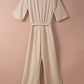 Apricot Bracelet Sleeve Waist Tie Wide Leg Jumpsuit