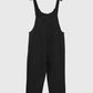 Black Button Straps Pocketed Cropped Jumpsuit