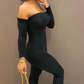 Off-the-shoulder sexy topless jumpsuit