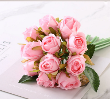 6 Colors 12PCS/set 25x16cm Artificial Rose Valentine's Day Flowers Wedding Bride Bouquet Home Decor