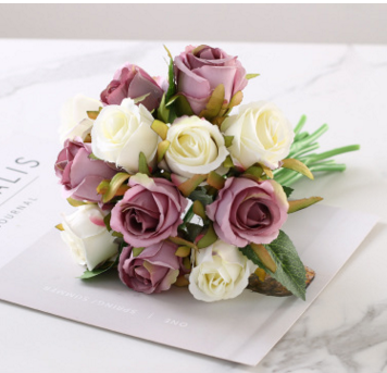 6 Colors 12PCS/set 25x16cm Artificial Rose Valentine's Day Flowers Wedding Bride Bouquet Home Decor