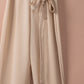 Apricot Bracelet Sleeve Waist Tie Wide Leg Jumpsuit