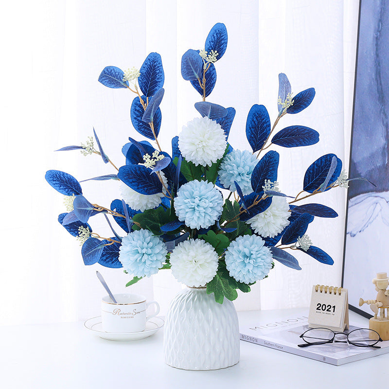 Factory Direct Supply Mediterranean Artificial Flowers Simulation Flower Living Room Decoration Anti-Table Flower Arrangement Flower Vase Floral Decoration Wholesale