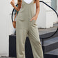 Black Pocketed Adjustable Spaghetti Strap Straight Leg Jumpsuit