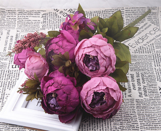 13 European-style Core-spun Peony High-end Artificial Flowers