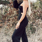 Black One-Shoulder Balloon Sleeve Cutout Jumpsuit