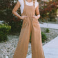 Black Striped Pleated Wide Leg Pocketed Jumpsuit