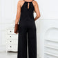 Black Patch Pockets Spaghetti Strap Wide Leg Jumpsuit