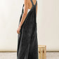 Black Textured Wide Leg Overalls