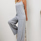 Black Patch Pockets Spaghetti Strap Wide Leg Jumpsuit