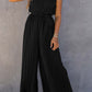 Green Halter Neck Pleated Wide Leg Jumpsuit with Belt