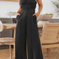 Black Spaghetti Straps Backless Knot Wide-Leg Jumpsuit