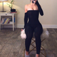 Off-the-shoulder sexy topless jumpsuit