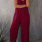 Black Spaghetti Straps Wide Leg Pocketed Jumpsuits