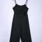 Black Spaghetti Straps Backless Knot Wide-Leg Jumpsuit