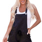 Gray Vintage Washed Drawstring Short Overalls