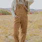 Khaki Vintage Multi Pockets Buckle Strap Cargo Denim Overalls