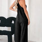 Black Patch Pockets Spaghetti Strap Wide Leg Jumpsuit