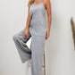 Black Patch Pockets Spaghetti Strap Wide Leg Jumpsuit