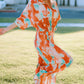 Multicolor Bohemian Tie Dye Pleated Shirt Collar Loose Jumpsuit