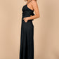 Black Spaghetti Straps Backless Knot Wide-Leg Jumpsuit