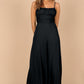 Black Spaghetti Straps Backless Knot Wide-Leg Jumpsuit