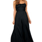 Black Spaghetti Straps Backless Knot Wide-Leg Jumpsuit