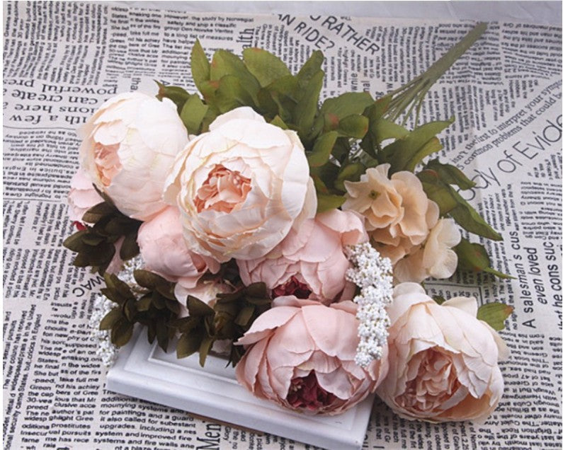 13 European-style Core-spun Peony High-end Artificial Flowers