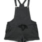 Gray Vintage Washed Drawstring Short Overalls