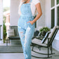 Sky Blue Constructed Bib Pocket Distressed Denim Overalls