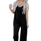 Black Spaghetti Straps Wide Leg Pocketed Jumpsuits