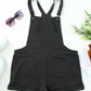 Gray Vintage Washed Drawstring Short Overalls