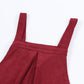 Red Solid Color Corduroy Wide Leg Bib Overalls