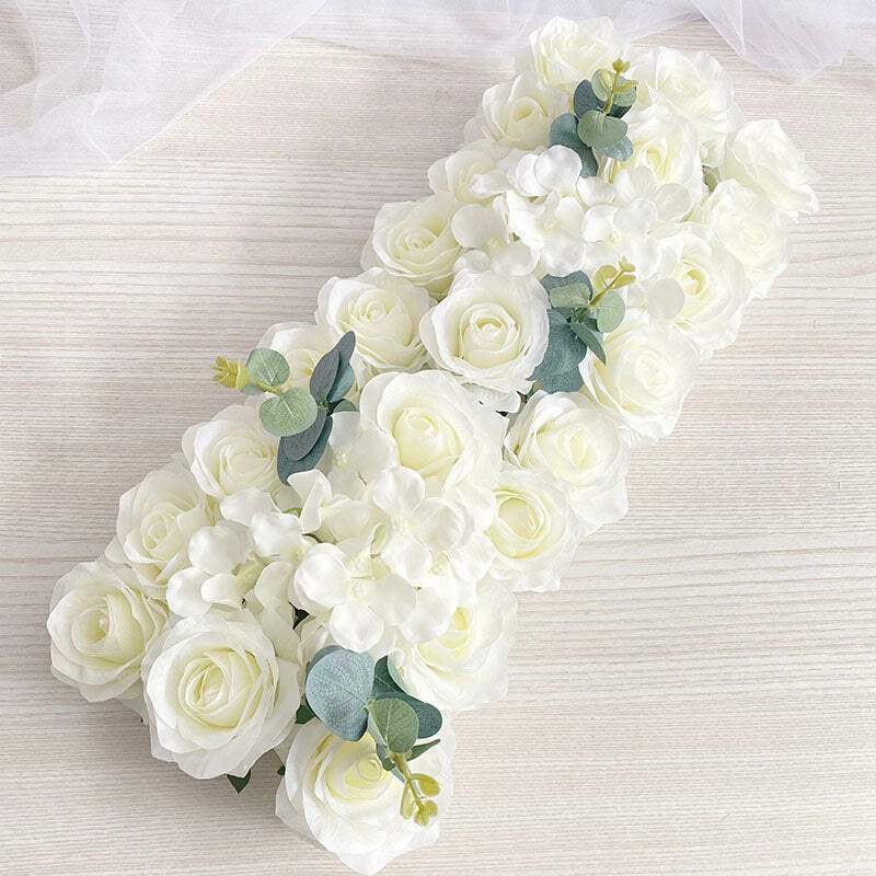 Wedding Road Cited Flowers Silk Rose Peony Hydrangea DIY Arched Door Flower Row Window T Station Wedding Decoration 50cm