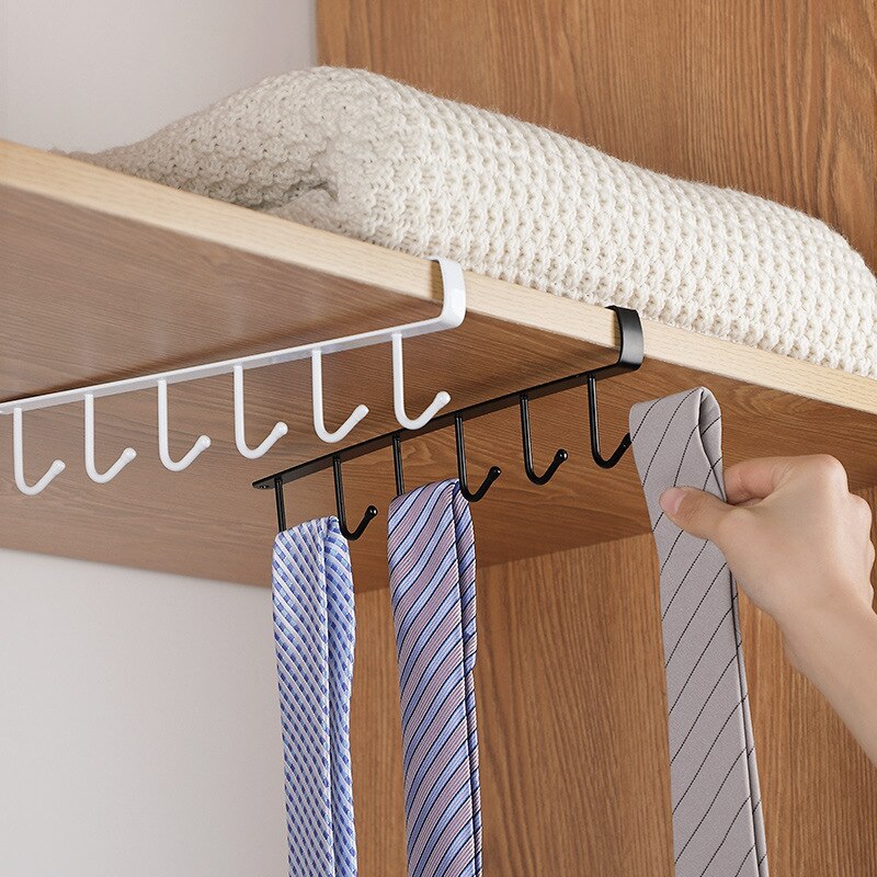 6 Hooks for kitchen Cupboard Hanging Hooks Cup Holder Closet Shelf for Hanging Spoon Towel gadgets Wardrobe hooks for belt ties