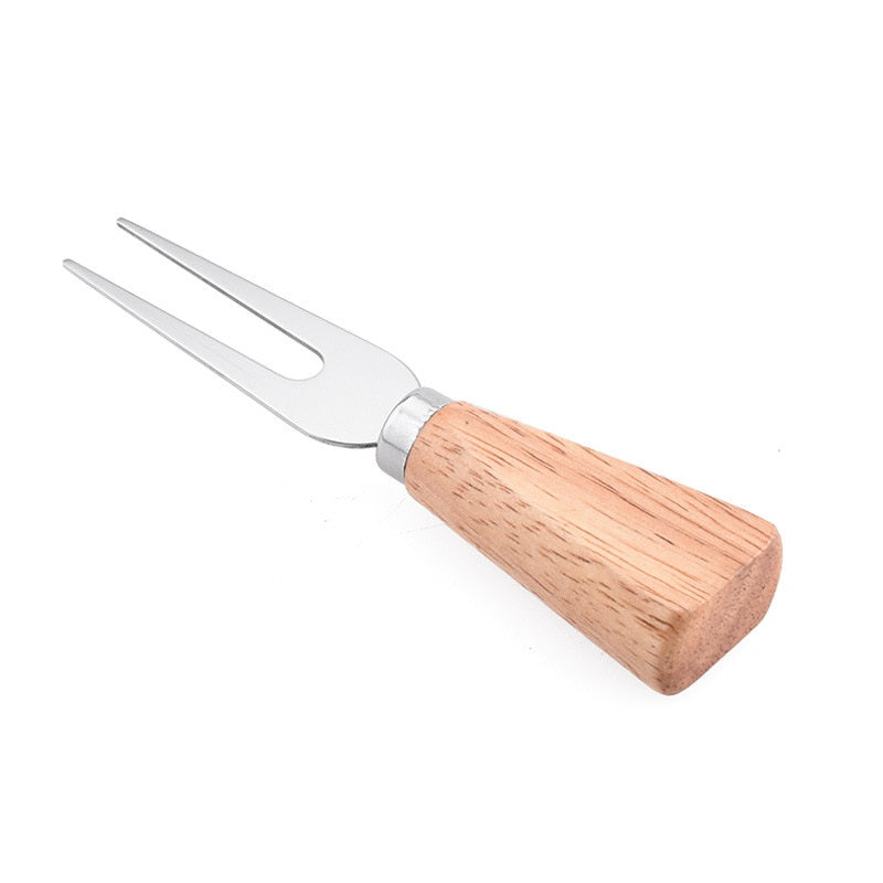 Oak Handle Cheese Knife Set Cheese knife butter knife slicer knife Pizza cutter Four-piece stainless steel Baked Cheese Knife