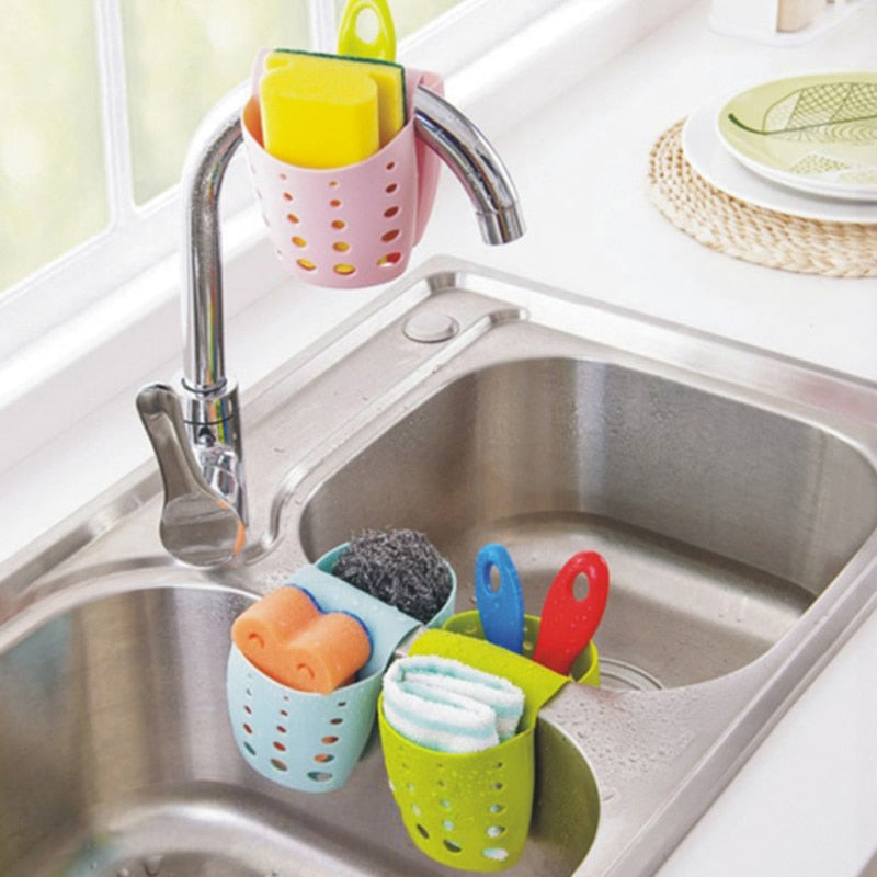 Kitchen Storage Drain Basket Sink Holder Adjustable  Soap Sponge Shelf Double Saddle Style Drain Rack Bathroom Accessories