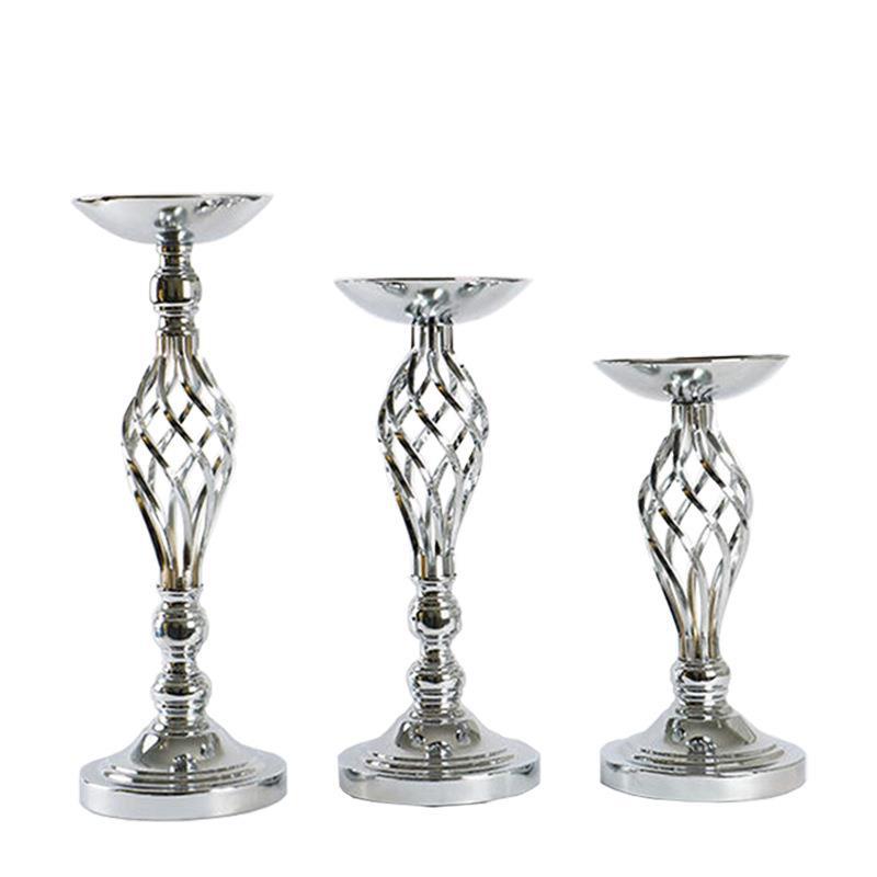 10PCS Gold Flower Vases Candle Holders Rack Stands Wedding Decoration: Road Lead Table Centerpiece Pillar Party Event Candlestick