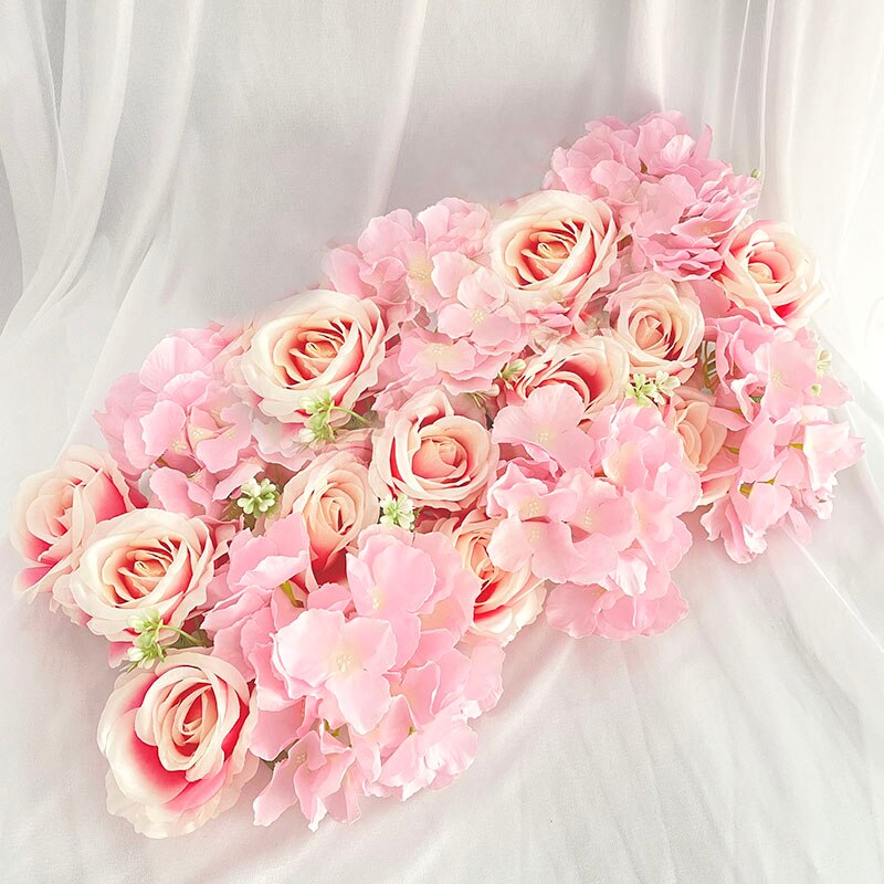 Wedding Road Cited Flowers Silk Rose Peony Hydrangea DIY Arched Door Flower Row Window T Station Wedding Decoration 50cm