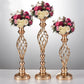 10PCS Gold Flower Vases Candle Holders Rack Stands Wedding Decoration: Road Lead Table Centerpiece Pillar Party Event Candlestick