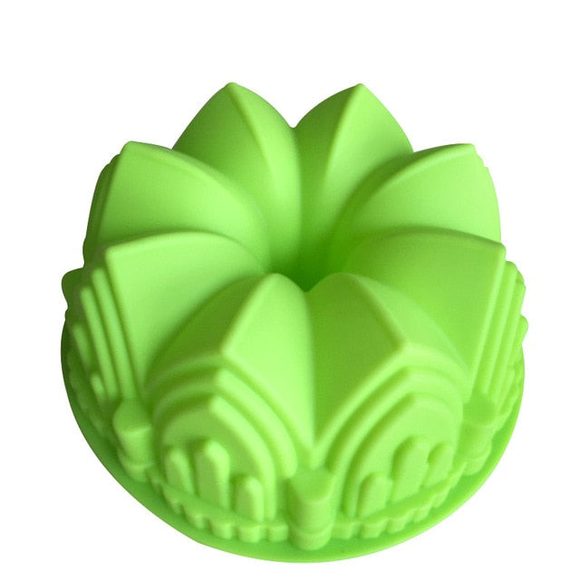 Silicone Big Cake Molds Flower Crown Shape Cake Bakeware Baking Tools: 3D Bread Pastry Mould Pizza Pan DIY Birthday Wedding Party