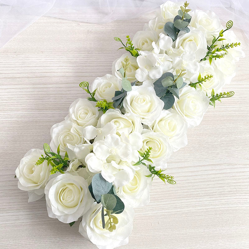 Wedding Road Cited Flowers Silk Rose Peony Hydrangea DIY Arched Door Flower Row Window T Station Wedding Decoration 50cm