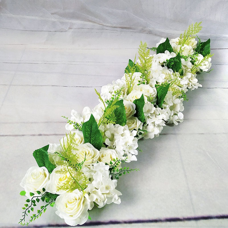 Wedding Road Cited Flowers Silk Rose Peony Hydrangea DIY Arched Door Flower Row Window T Station Wedding Decoration 50cm