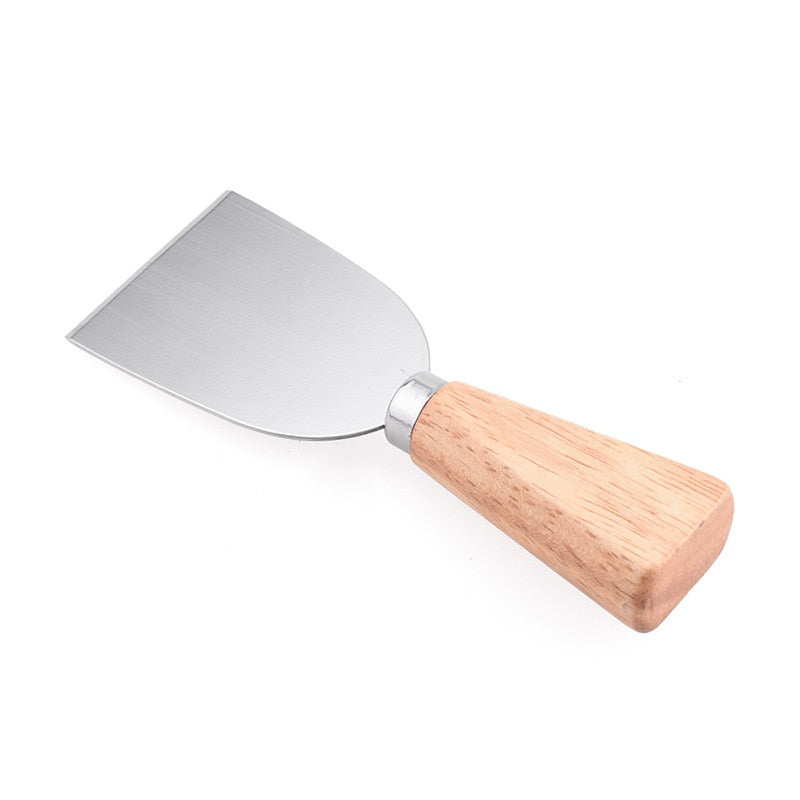 Oak Handle Cheese Knife Set Cheese knife butter knife slicer knife Pizza cutter Four-piece stainless steel Baked Cheese Knife