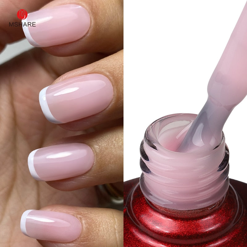 MSHARE Milky Pink Rubber Base Gel Glitter Camouflage Color Coat Soak Off Nails Gels Varnish Lacquer 10ml UV LED Gel