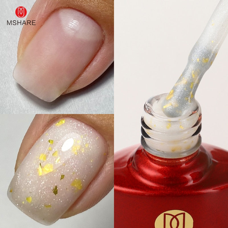 MSHARE Milky Pink Rubber Base Gel Glitter Camouflage Color Coat Soak Off Nails Gels Varnish Lacquer 10ml UV LED Gel