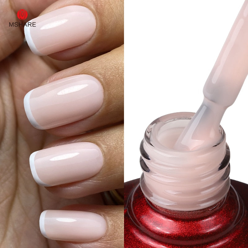 MSHARE Milky Pink Rubber Base Gel Glitter Camouflage Color Coat Soak Off Nails Gels Varnish Lacquer 10ml UV LED Gel