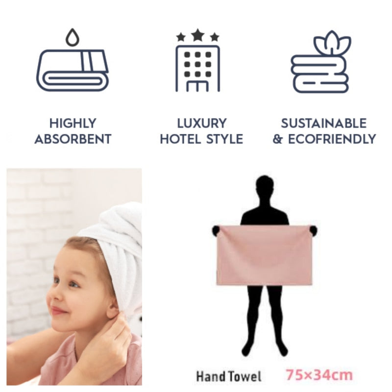 2 Pack Premium Quality Soft Hand Towels 75 x 34cm 100% Cotton Highly Absorbent Towels for Bathroom Gym Hotel and Spa hair Towels