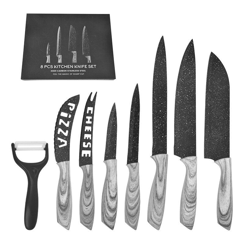 2023 New Product: Cheese Kitchen Knives Household Restaurant Knifes Set Maifanshi Eight-Piece Set Cheese and Pizza Knife Sets